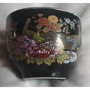 cups vintage Kutani 1960s tea sake Peacock Lotus Motif Gold rimmed Hand Signed
